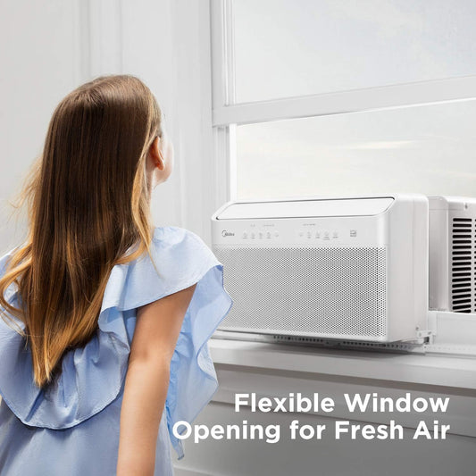 U-Shaped Inverter Window Air Conditioner 12,000BTU with Open Window Flexibility, Robust Installation,Extreme Quiet, 35% Energy Saving, Smart Control, Alexa, Remote, Bracket Included (Renewed)