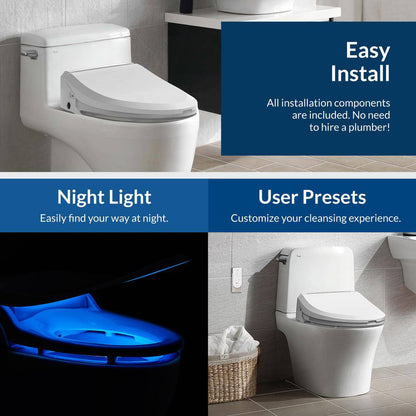 USPA 6800 Luxury Electric Bidet Seat for Elongated Toilets in White USPA6800-E