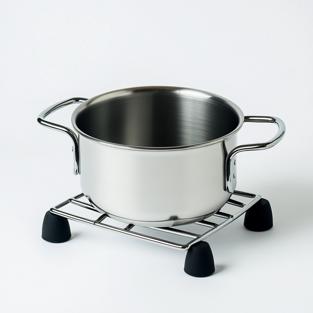 Zaldy Telescopic Trivet - Expandable Stainless Steel Pot Stand for Large Roasting Pans - Heat Resistant Heavy Duty Kitchen Cooling Rack - Modern Silver/Black